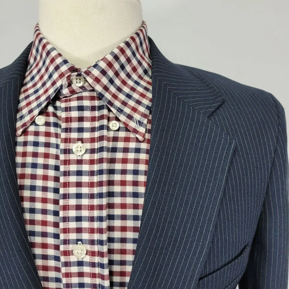 Levi's Men's Action Sport Coat Blazer Two Button Navy Striped Polyester Size 40R